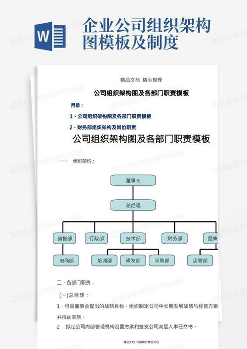 公司組織架構(gòu)圖與各部門(mén)職責(zé)Word模板下載（編號(hào) lrjzyjpv 熊貓辦公）